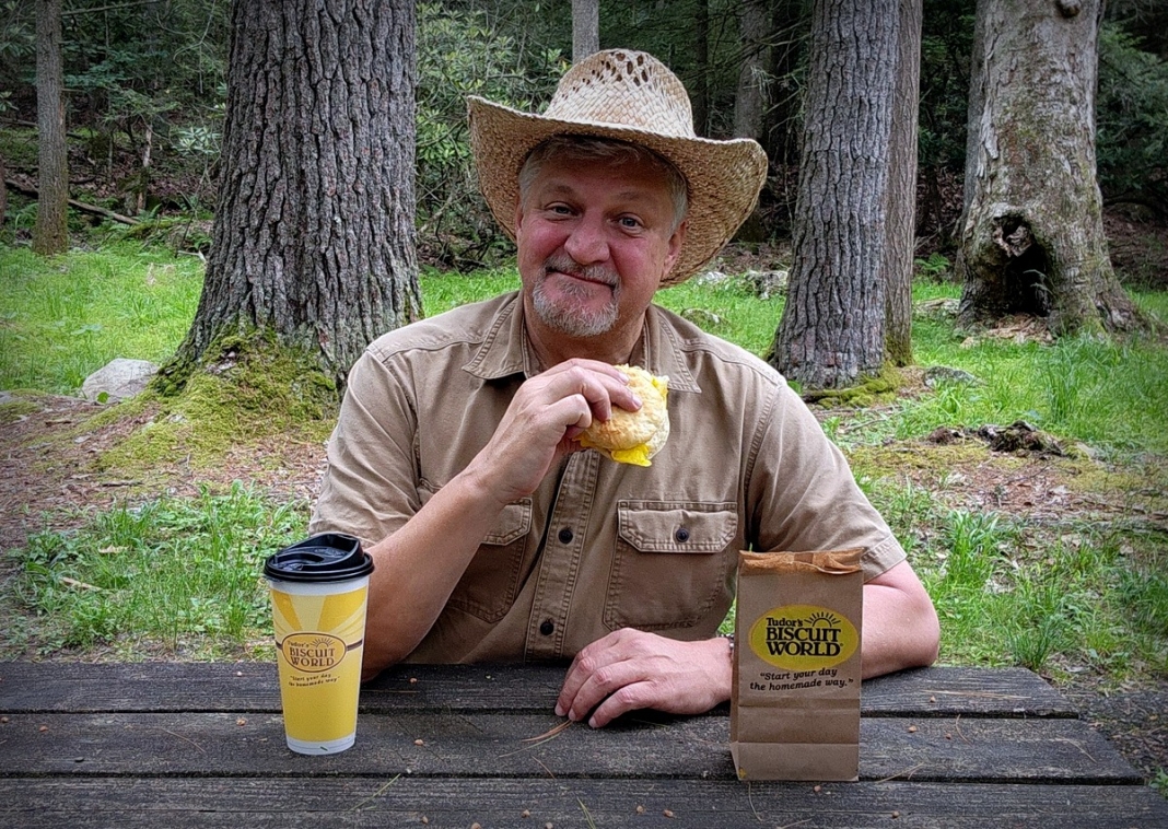 David Sibray eating a Tudor's Biscuit World biscuit David Sibray Eating A Tudors Biscuit World Biscuit in West Virginia