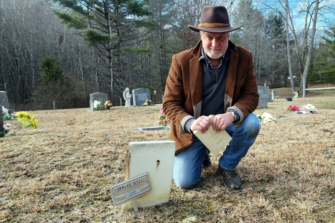Sibray at Grave of Likker Charlie Mills Sibray At Grave Of Likker Charlie Mills in West Virginia