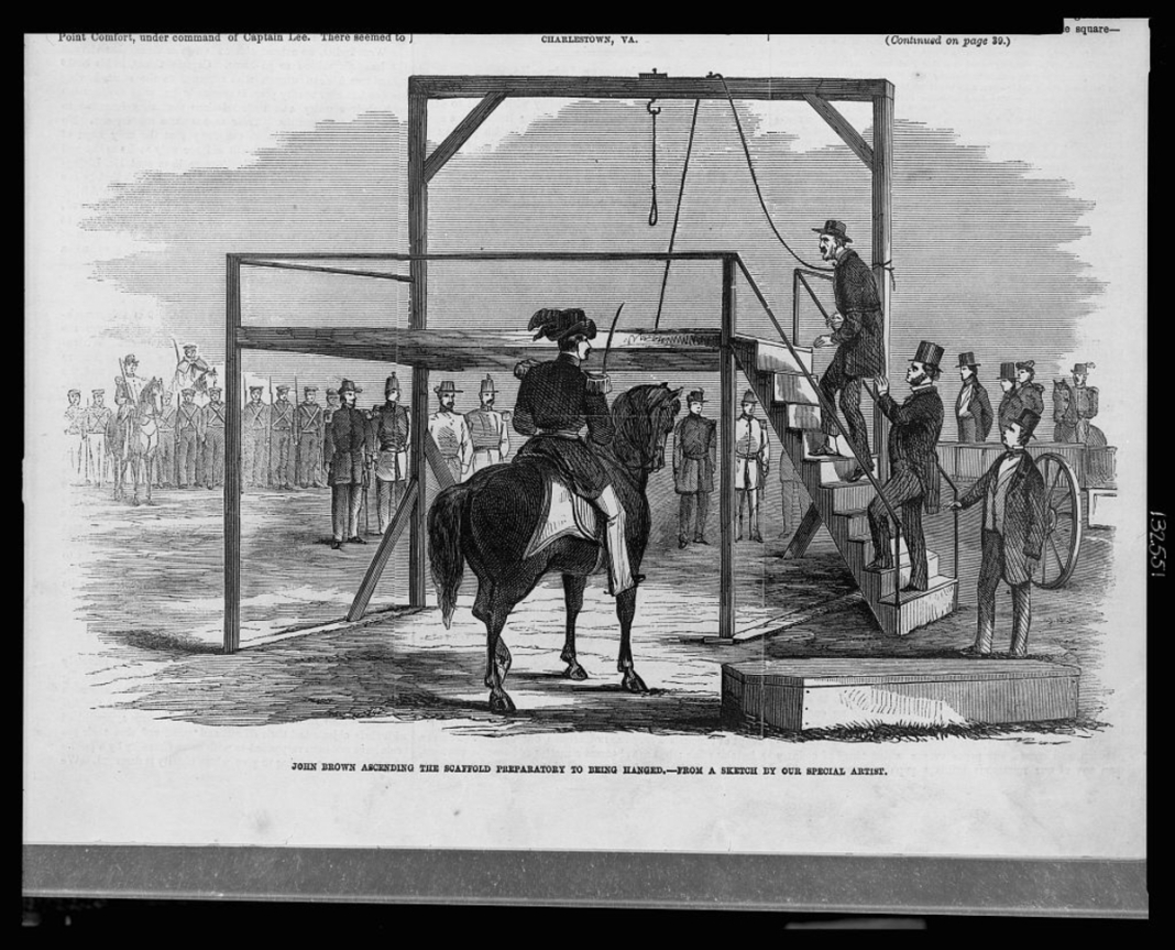 John Brown ascending gallows John Brown ascends to the gallows at Charles Town.